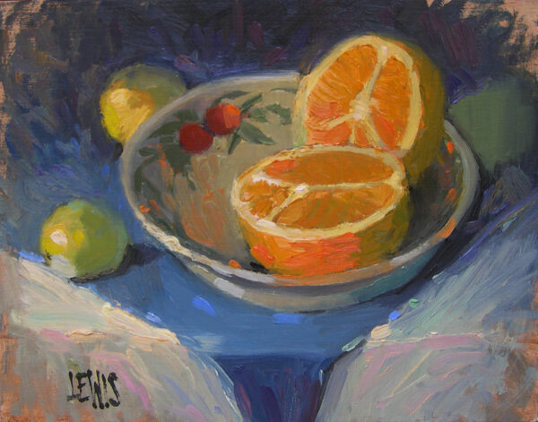 <i><b>"Sliced Orange in a Bowl"</b></i><br>14"x11" Art Print on 20"x16" Paper