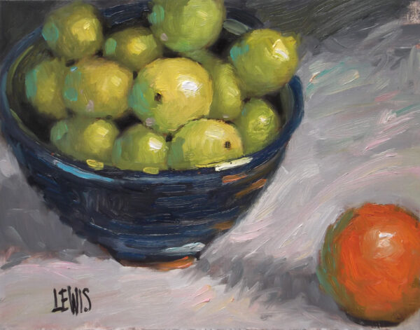 <i><b>"Lemons in a Blue Bowl"</b></i><br>14"x11" Art Print on 20"x16" Paper