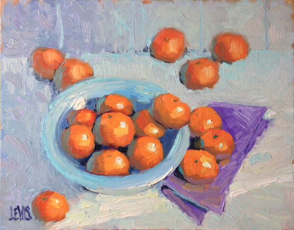 <i><b>"Tangerines in a Light Blue Bowl"</b></i><br>14"x11" Fine Art Print<br>on 20"x16" Paper